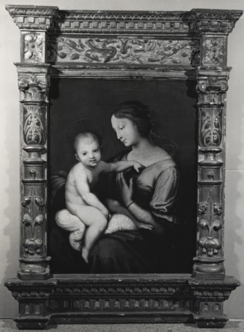 Anonimo — Anonimo - sec. XVI - Madonna con Bambino (copia da Raffaello) — insieme